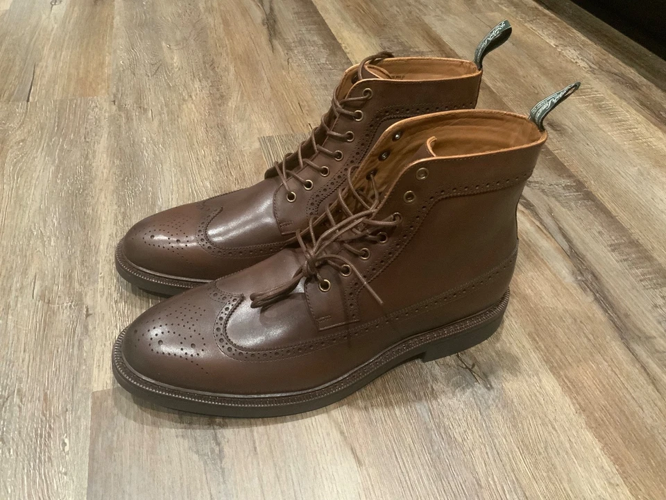 Nuevo Polo Ralph Lauren Asher Cuero Punta de Ala Vestido Botas Marrón Para Hombre EE. UU. 11.5 Foto 1 de 4