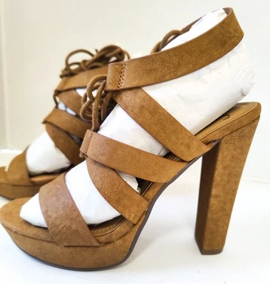 My Delicious Zapatos Ranch-H Tostado Con Cordones Plataforma Tacón Trozo Zapatos TALLA 7.5 NUEVO Foto 1 de 4