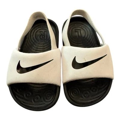 Nike Kids Kawa BV1094-100 White Black Slip-On Open Toe Slide Sandals Size 5C - Image 1 of 4