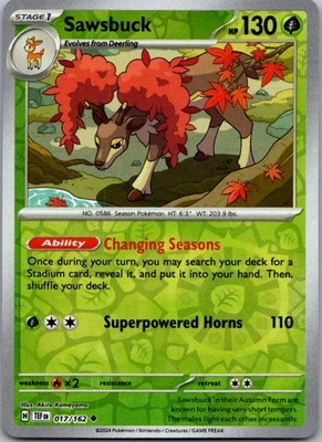 Sawsbuck Reverse Holo Uncommon SV05: Temporal Forces 017/162 NM - Image 1 of 2