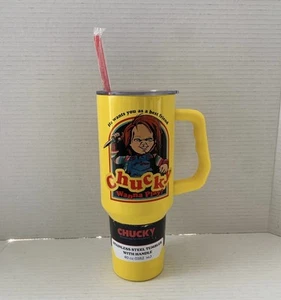 Taza de viaje Halloween Chucky 40 oz vaso de acero inoxidable con mango y pajita - Imagen 1 de 2