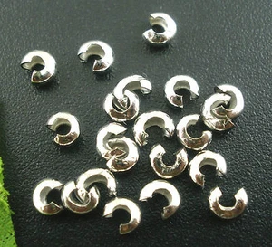 Perle di laminazione perle finali Crimp Cover 3 mm fit 2 mm argento gioielli fai da te * - Foto 1 di 2