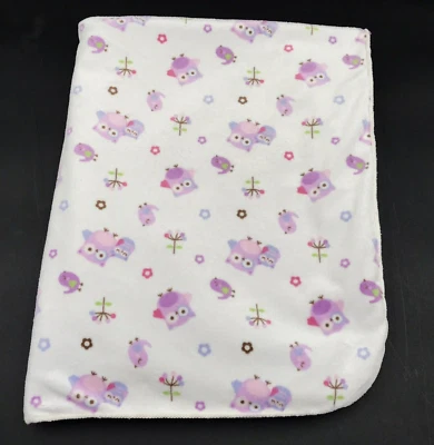 Manta bebé recién nacido búho flores púrpura sherpa Foto 1 de 4