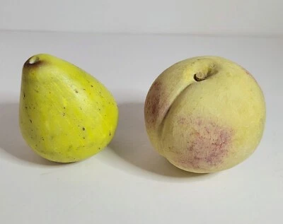 Italian Alabaster Stone Fruit Pear & Peach vintage - Image 1 of 4