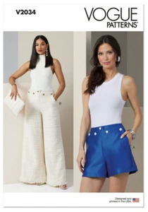 Vogue Sewing Pattern 2034 Misses 18-26 Easy Sailor Style Shorts or Pants Pockets - Picture 1 of 8