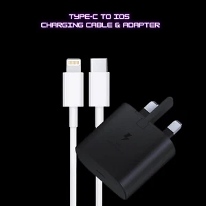 Fast Charger and Charging Cable Type c to ios Adapter for Apple 13 14 12 11 - Picture 1 of 6