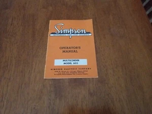 Simpson Bedienungsanleitung Multicorder Modell 605 - Bild 1 von 3