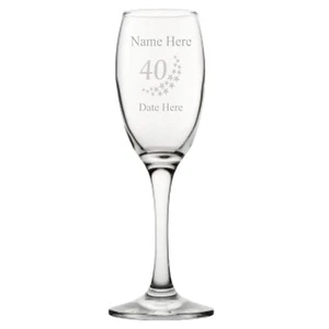 40. GEBURTSTAG SEKTFLÖTE GLAS CH4 GRAVUR PERSONALISIERT - Bild 1 von 2