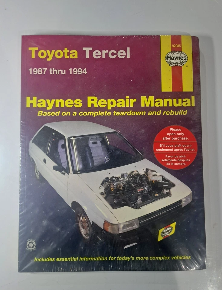 Haynes Repair Manual 92085 Toyota Tercel 1987 Thru 1994 - Image 1 of 2