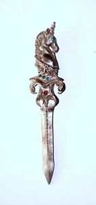 Vintage - Apri lettere spada unicorno in peltro Art Nouveau - lunghezza 6,5" - Foto 1 di 4