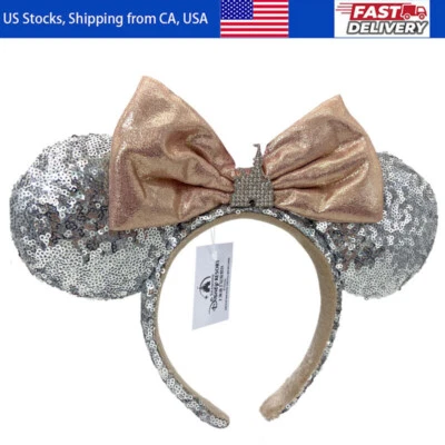 Lentejuelas Minnie Parques Disney Orejas Castillo Joya Plata Mickey Mouse Diadema Arco Foto 1 de 4