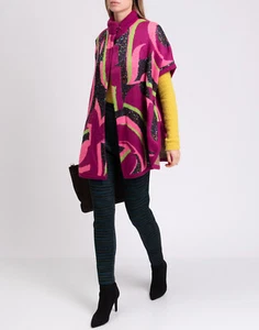 PVP €1322 EMILIO PUCCI x KOCHE Jacquard Capa Abrigo Talla L Mohair Mezcla Lana Lentejuelas - Imagen 1 de 9