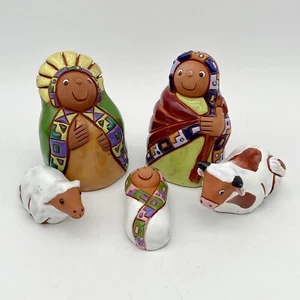 Nativity Scene From Bolivian Pottery Folk Art Miniature Ornament VTG Sculpture - Picture 1 of 24