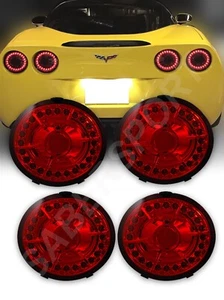 Set of Red Lens LED Taillights 4pcs for 2005-2013 Chevrolet Corvette C6  - Picture 1 of 3