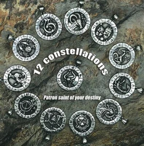 New Metal 12 Zodiac Sign Constellation Pendant Necklace Women Men - Picture 1 of 14