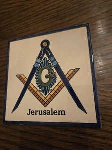 Grand Lodge of Jerusalem Mason's Masonic Decorative Tile 3"x 3" With Hanger - Picture 1 of 6