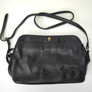 Bolso de Hombro Etienne Aigner Vintage Cuero Negro Clásico Dorado Logo Cartera - Imagen 1 de 16