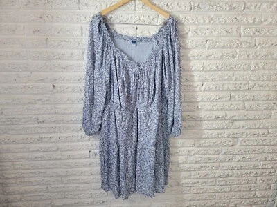 Old Navy Womens Dress 4X Plus On Off Shoulder Fit Flare Casual Blue Paisley - Image 1 of 4