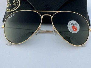 Ray-Ban RB3025 001/58 Aviator Gold Frame Polarized Green G-15 Lens Sunglasses 62 - Picture 1 of 13