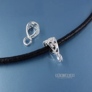 Conector de fianza colgante de pergamino de filigrana de plata esterlina sólida con bucle abierto - Imagen 1 de 10