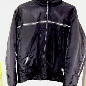 Polaris Dark Black Quilted Jacket Several Pockets Sz L White Logo’s. Very Nice! - Picture 1 of 6