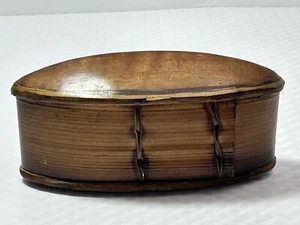 Thai AKHA Hill Tribe Bamboo Mulberry Wood Oval Tobacco Box 2.5” - Picture 1 of 13