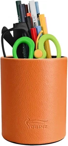 Pen Pencil Holder Cup Container PU Leather Desk Organizer Stand Decor Brush Scis - Picture 1 of 8