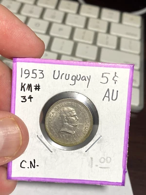 1953 Uruguay 5 Centesimos - Image 1 of 2