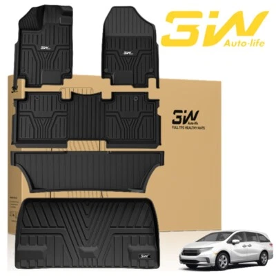 3W Floor Mats & Cargo Liner For 2018-2025 Honda Odyssey All Weather TPE Car Mats - Image 1 of 4