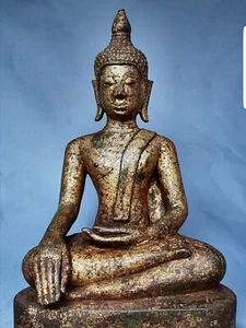 Antique Lanna 15th - 17th - Gilt Bronze Buddha AMAZING & RARE - Picture 1 of 4