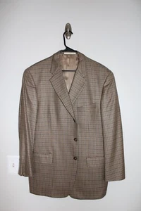 BROWN PLAID JOSEPH ABBOUD SILK / WOOL BLEND SPORT COAT sz 44R suit jacket - Picture 1 of 5