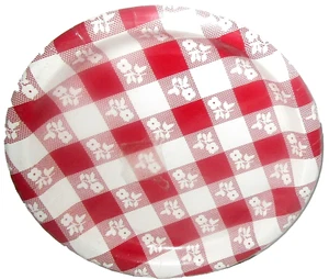 Plastic Coated Plates ~ RED GINGHAM ~ 8 Ct. ~ 8-7/8" - Picture 1 of 1