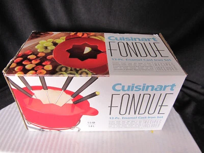 Cusinart Olla Fondue Hierro Fundido Esmalte Rojo 1.5 Qt Juego de 13 Piezas 1.4 L Nuevo en Caja Foto 1 de 3