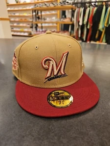 Milwaukee Brewers braun rot pfirsich New Era eng anliegende Mütze 7 5/8 neu mit Etikett - Bild 1 von 6