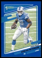 2021 Donruss Press Proof Blue Detroit Lions Football Card #175 Adrian Peterson