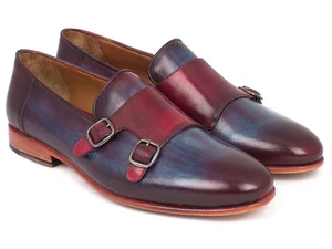 Zapatos para hombre Paul Parkman Burdeos y Marina con doble correa de monje (ID#HR65CX) - Imagen 1 de 6