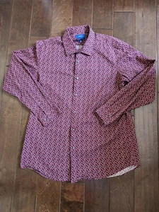 Apt 9 Men's Burgundy Slim Fit Floral Dress Shirt - Size 17.5 34/35 - Picture 1 of 16