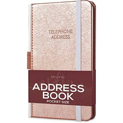  Address Book – Mini Telephone Contact Book with Pocket (3.7″ x 6.3″) Rose Gold - Image 1 of 4