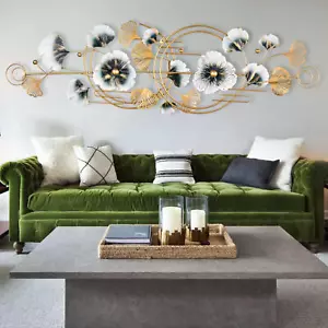 64.6" Oversized 3D Ginkgo Leaf Metal Wall Art Modern Decoration for Living Room- - Picture 1 of 8