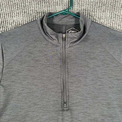 Camisa Pullover ASICS Mujer Grande Gris Manga Larga 1/4 Cremallera Cuello Simulado Correr Gimnasio Foto 1 de 4