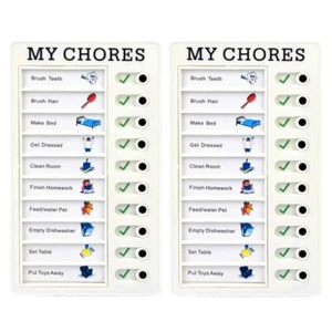 2PCS Chore Chart Sliding Task Checklist Board Adults Kids Daily Routine White - Picture 1 of 7