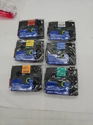 Cinta de etiquetas compatible negra sobre color 6 piezas para Brother TZe-B31-731 12 mm 0,47 pulgadas Foto 1 de 4