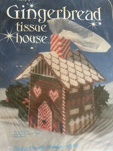 Kelly’s Gingerbread Tissue House Plastic Canvas Needlepoint Kit Christmas NIP - Picture 1 of 3