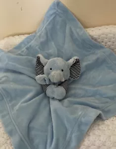 Manta de seguridad satinada elefante azul Carters bebé sonajero amoroso felpa 16" x 16" - Imagen 1 de 4