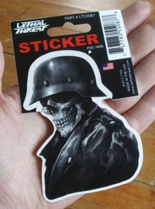 DECAL OUTLAW BIKER DEATH SKULL MOTORCYCLE DECAL HELMET LETHAL THREAT - Picture 1 of 6
