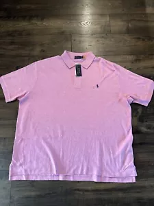 POLO RALPH LAUREN INTERLOCK TACTO SUAVE POLO SÓLIDO GRANDE Y ALTO 2XB ROSA NUEVO CON ETIQUETAS $98 - Imagen 1 de 4