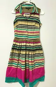 Jones New York multicolor womens sleeveless striped button up dress, size 4 - Picture 1 of 6
