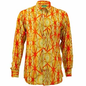 Regular Fit Langarm Hemd Loud Originals Orange Print Geodesic Psychedelic - Bild 1 von 4