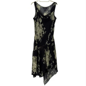 Vtg Y2k Boho Asymmetrical Grunge Witchy Fairy Whimsigoth Dress XL Black Green - Picture 1 of 6