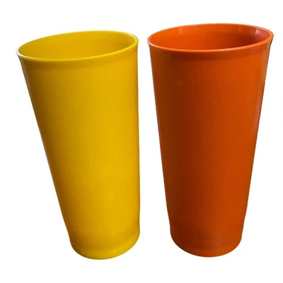 Tupperware Vaso Lote de 2 Utensilios de Cocina Amarillo Naranja Verano Soleado Feliz Foto 1 de 4
